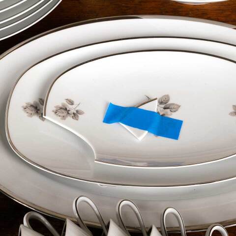 #52853 Vintage Ebony Rose Porcelain China Set image 6