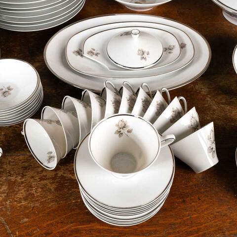 #52853 Vintage Ebony Rose Porcelain China Set image 3