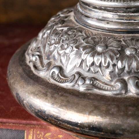 #52877 Antique Ornate Metal Ink Well Reservoir image 2