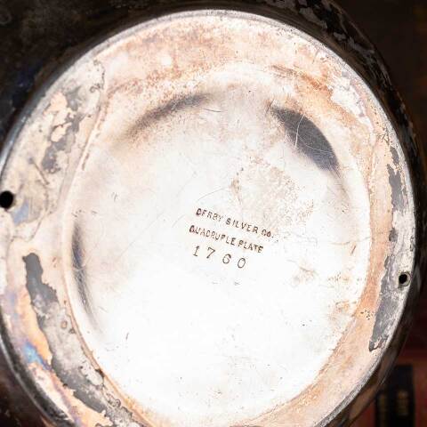 #52877 Antique Ornate Metal Ink Well Reservoir image 7