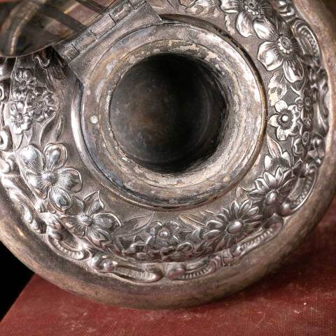 #52877 Antique Ornate Metal Ink Well Reservoir image 6