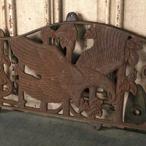 #52888 Salvaged Cast Iron Bench Back w/ Eagles image 4