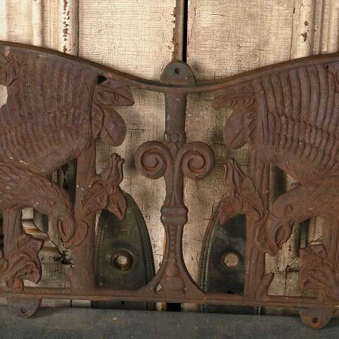 #52888 Salvaged Cast Iron Bench Back w/ Eagles image 5