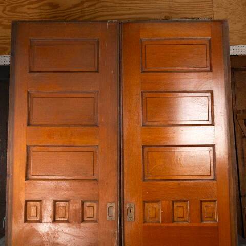 #52912 62x95 Salvaged Antique Oak Pocket Doors image 2