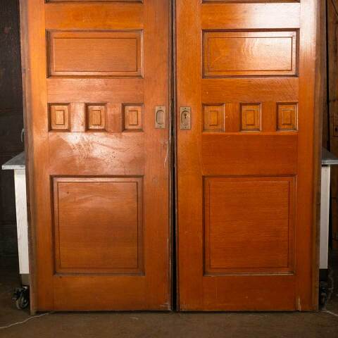 #52912 62x95 Salvaged Antique Oak Pocket Doors image 3