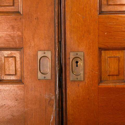 #52912 62x95 Salvaged Antique Oak Pocket Doors image 4