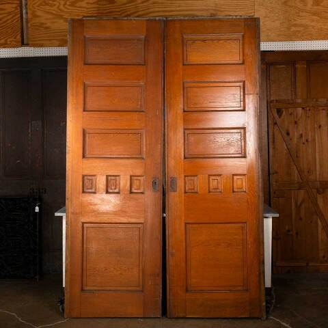 #52912 62x95 Salvaged Antique Oak Pocket Doors image 6