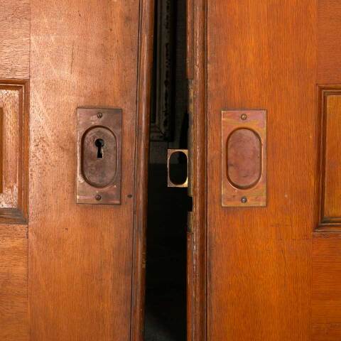 #52913 74x96 Salvaged Antique Wood Pocket Doors image 3