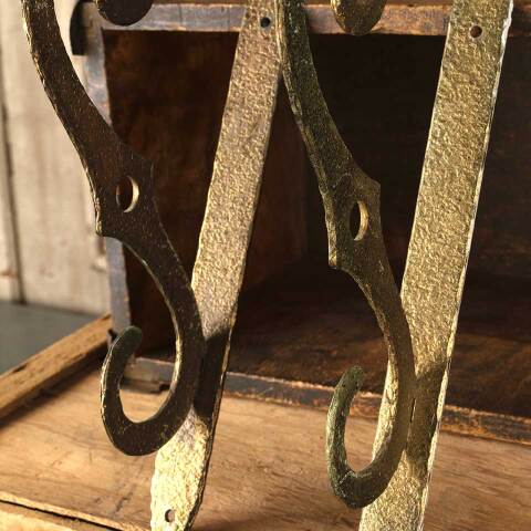 #52935 Set of 2 Vintage Metal Wall Shelf Brackets image 3