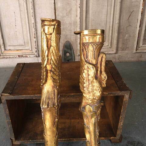 #52958 Antique Brass Swan Furniture Support Legs image 8