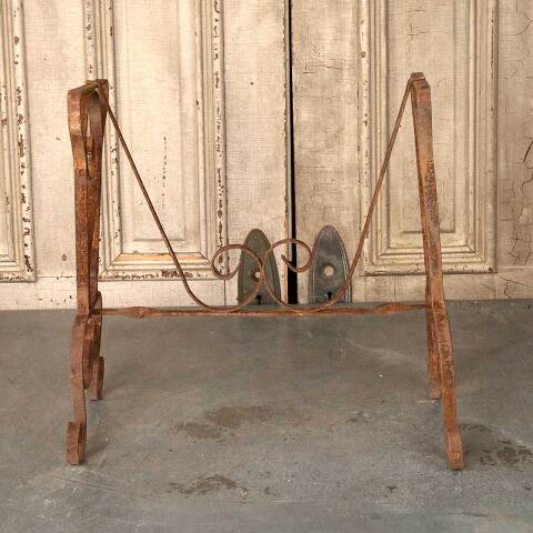 #52960 Antique Rusty Wrought Iron Bench Base image 6