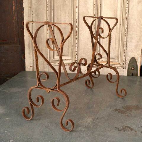 #52960 Antique Rusty Wrought Iron Bench Base image 3
