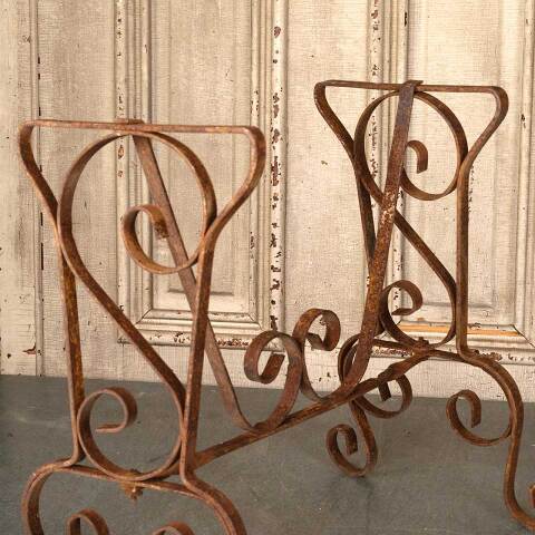 #52960 Antique Rusty Wrought Iron Bench Base image 5