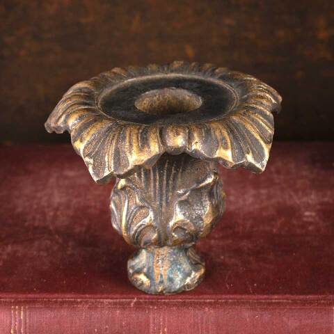 #53005 Antique Cast Brass Floral Candle Holder image 5