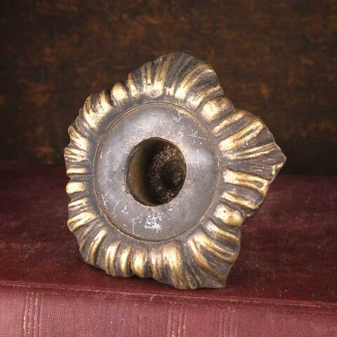 #53005 Antique Cast Brass Floral Candle Holder image 6