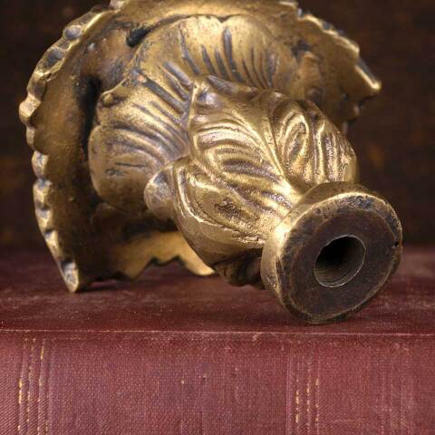 #53005 Antique Cast Brass Floral Candle Holder image 3