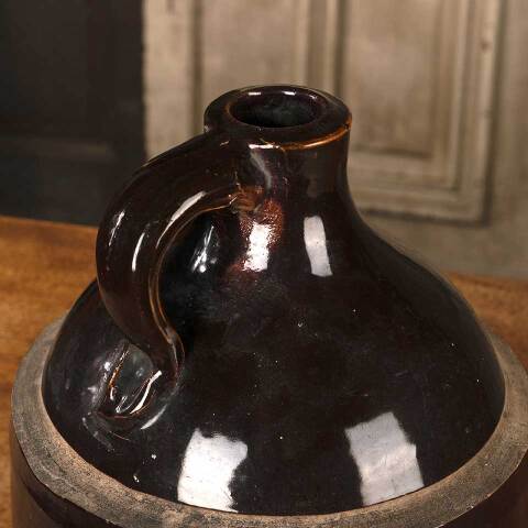 #53223 Antique Stoneware Handled Whiskey Jug image 6