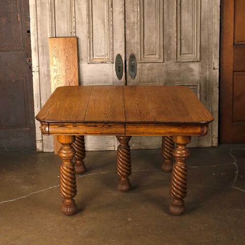 #53229 Antique Oak Dining Table w/ Twist Legs image 3