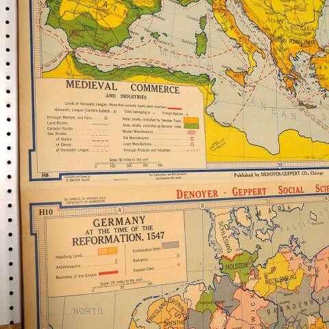 #53277 Vintage Medieval Commerce & Germany Map image 4