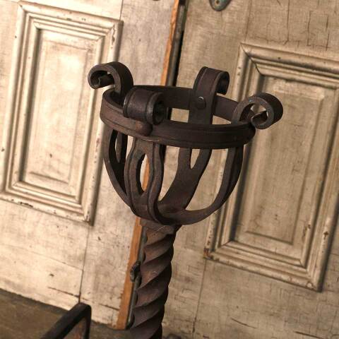 #53318 Antique Wrought Iron Fireplace Andirons image 4