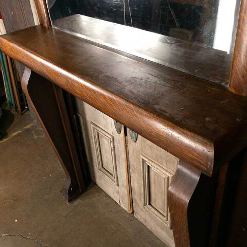 #53342 59x69 Salvaged Antique Oak Fireplace Mantel image 4