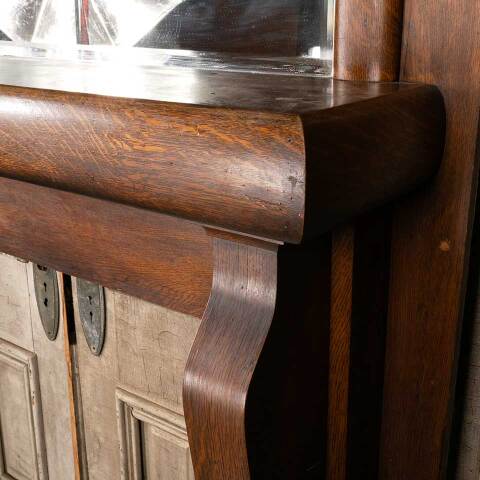 #53342 59x69 Salvaged Antique Oak Fireplace Mantel image 5