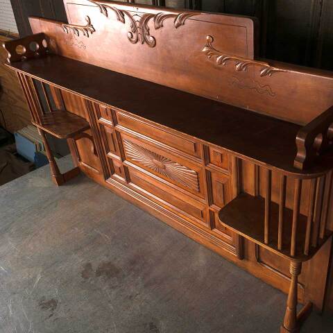 #53363 Antique Wood Fireplace Overmantel Shelf image 7