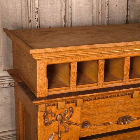 #53365 50x46 Handcrafted Oak Back Bar Cabinet image 2