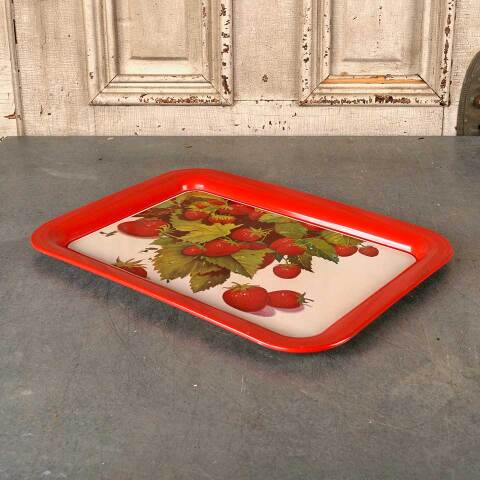 #53430 Vintage Metal Serving Tray w/ Strawberries image 4