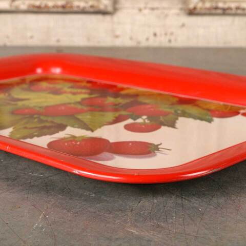 #53430 Vintage Metal Serving Tray w/ Strawberries image 5