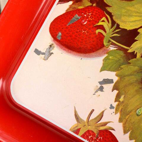 #53430 Vintage Metal Serving Tray w/ Strawberries image 6