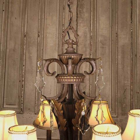 #53436 Salvaged 6 Bulb Chandelier Light Fixture image 3