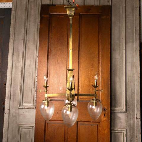 #53447 Antique Brass Gas & Electric Chandelier Light image 8