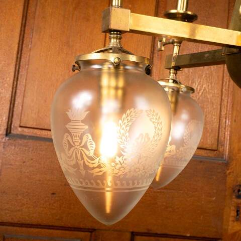 #53447 Antique Brass Gas & Electric Chandelier Light image 7