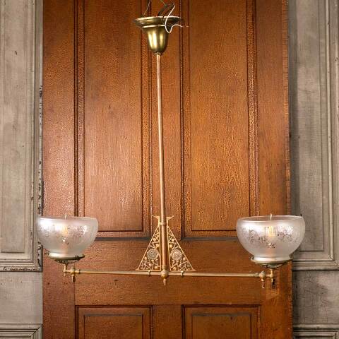 #53449 Antique Brass Electrified Gas Chandelier image 2