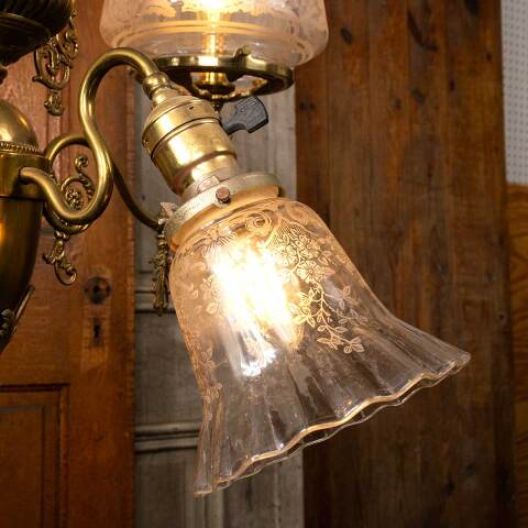 #53468 Antique Gas & Electric Chandelier Light image 6