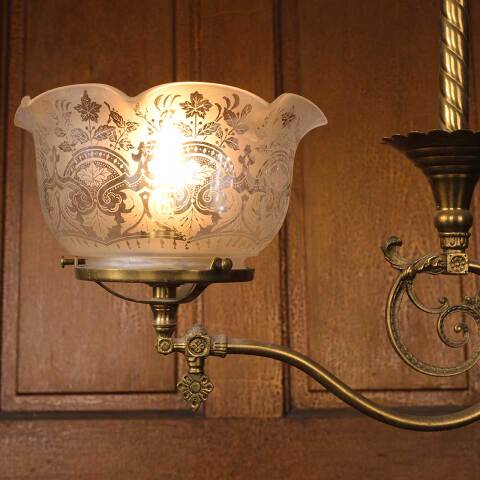 #53470 Antique Brass 1 Bulb Gas Light Chandelier image 2