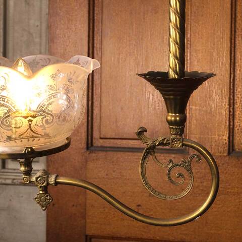 #53470 Antique Brass 1 Bulb Gas Light Chandelier image 3