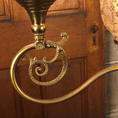 #53470 Antique Brass 1 Bulb Gas Light Chandelier image 4