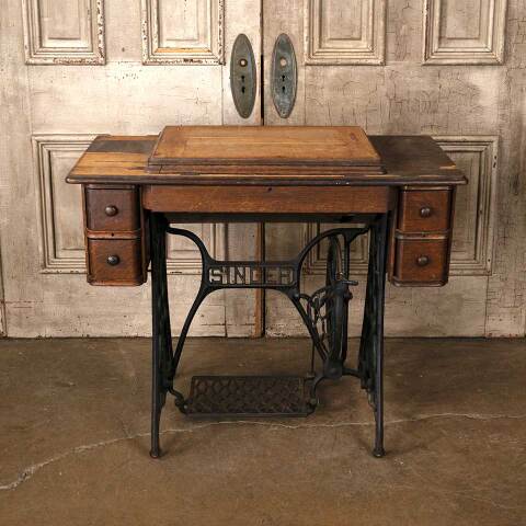 #53479 Antique Singer Sewing Machine & Stand image 2