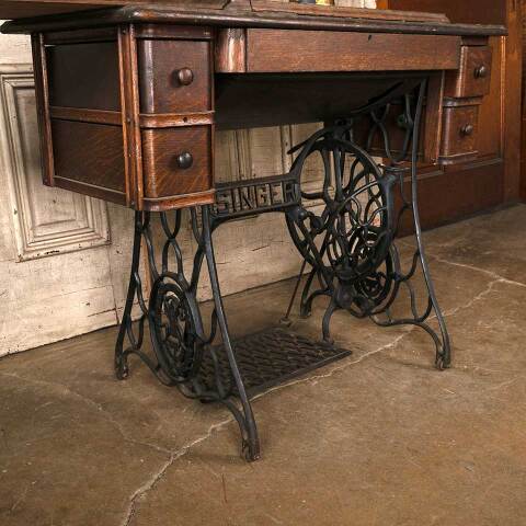 #53479 Antique Singer Sewing Machine & Stand image 8