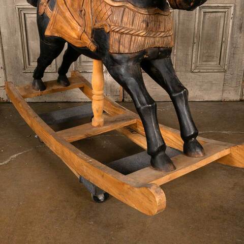 #53513 Painted Carved Wood Rocking Horse image 3