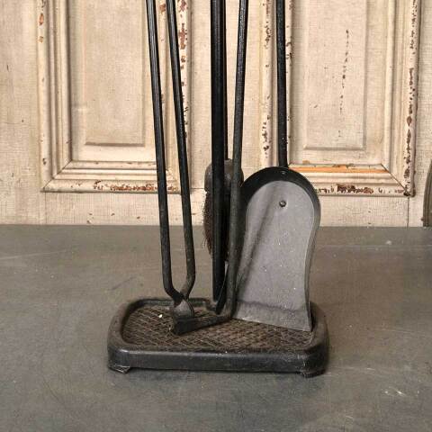 #53552 Antique Cast Iron 4 Piece Fireplace Tool Set image 2