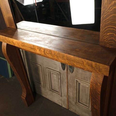#53555 60x72 Salvaged Antique Oak Fireplace Mantel image 4