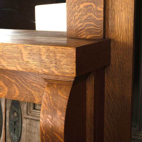 #53555 60x72 Salvaged Antique Oak Fireplace Mantel image 6