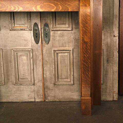 #53555 60x72 Salvaged Antique Oak Fireplace Mantel image 7