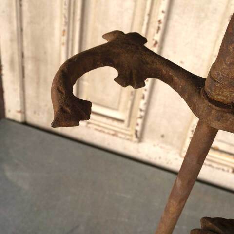 #53568 Antique Cast Iron Fireplace Tool Set Stand image 6