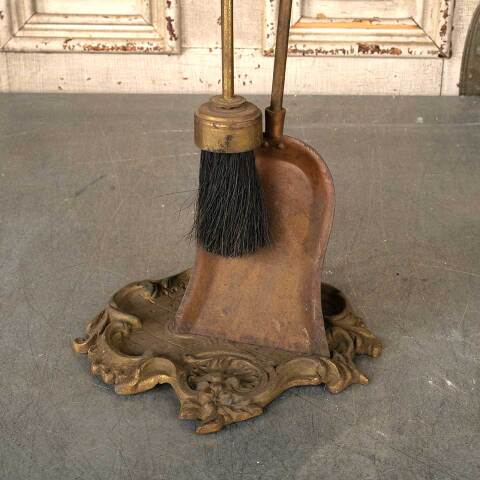 #53569 Antique Brass Fireplace Tool Set & Stand image 2