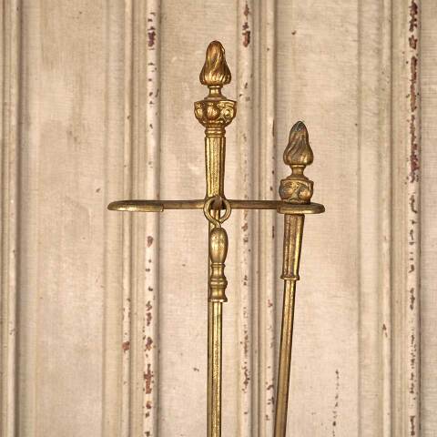 #53569 Antique Brass Fireplace Tool Set & Stand image 3