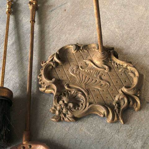 #53569 Antique Brass Fireplace Tool Set & Stand image 5